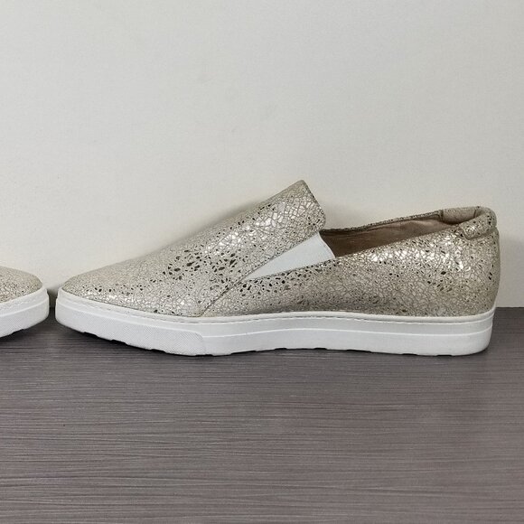 Pelle Moda Pointed Toe Slip-on Sneakers, Ivory Crackled Leather, Womens Size 7.5 - Picture 8 of 13